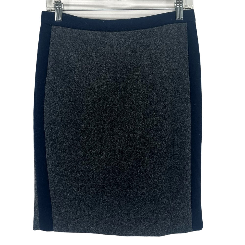 J Crew Women's No. 2 Double-serge Wool Back-zip Pencil Tipped Skirt Gray Size 0